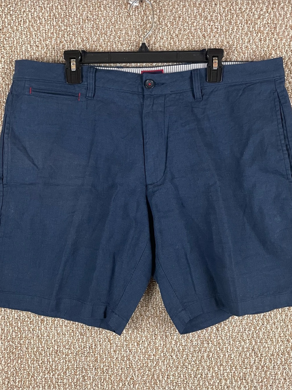 UNTUCKit Shorts Mens 38 St. Julien Mens Navy Linen Blend Regular Fit E130